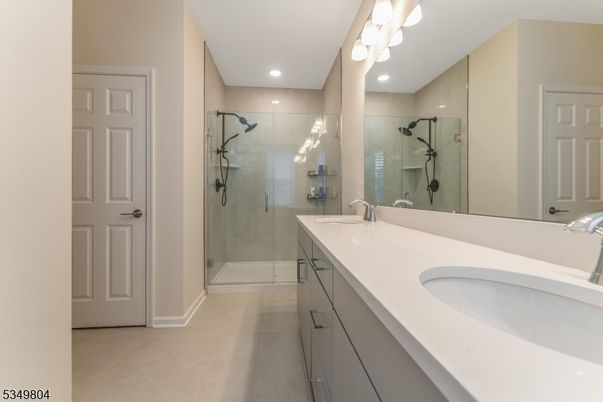 Bathroom, Dual Sink Vanities, Glass Shower, Interior, Recessed Lighting