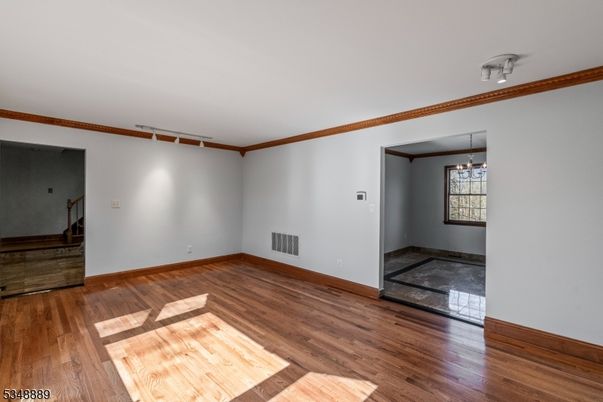 Chandelier, Empty room, Interior, Wood Texture Flooring
