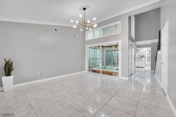 Empty room, Interior, Marble, Pendant Lights