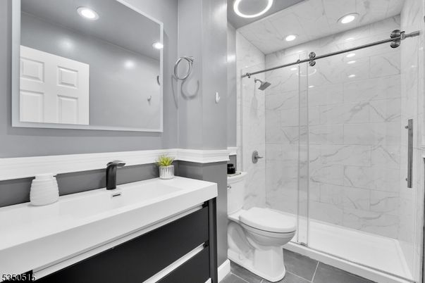 Bathroom, Glass Shower, Interior, Marble Walls, Recessed Lighting