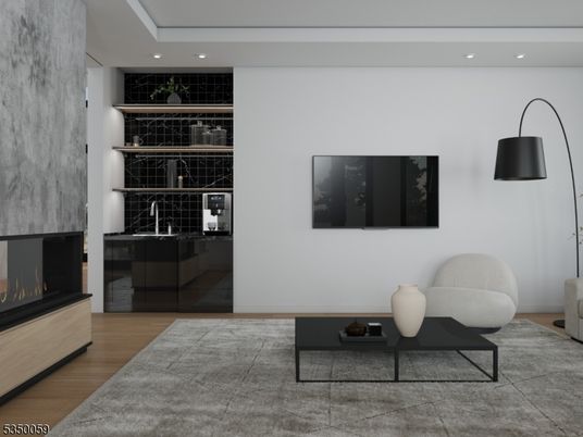 Fireplace, Interior, Recessed Lighting, Wood Texture Flooring