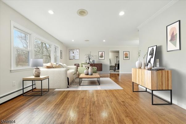 Interior, Living room, Recessed Lighting, Wood Texture Flooring