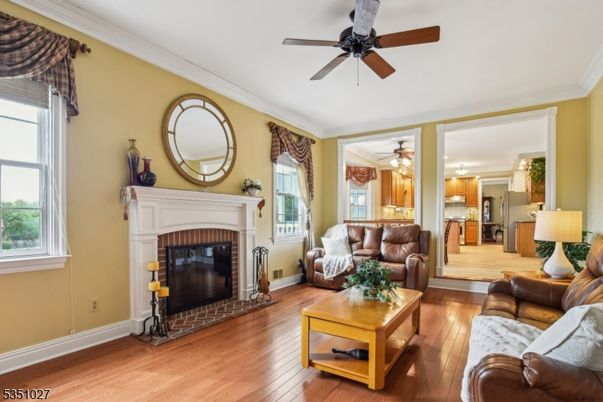 Fireplace, Interior, Kitchen, Living room, Wood Texture Flooring