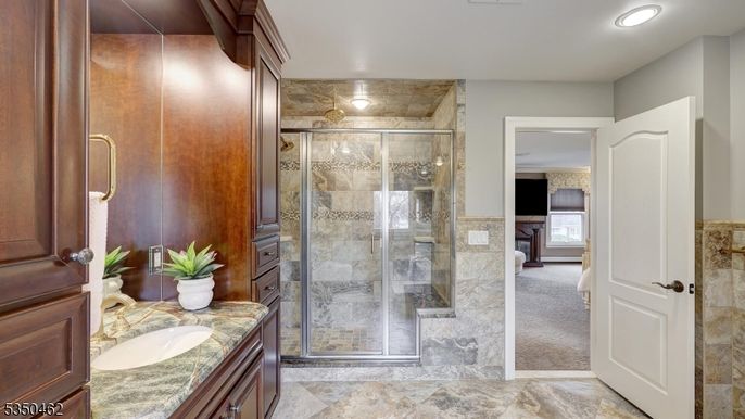 Bathroom, Glass Shower, Interior, Recessed Lighting