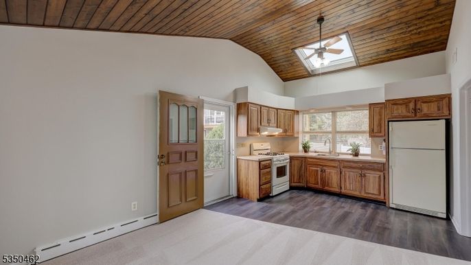 Interior, Kitchen, Pendant Lights, Wooden Ceilings, Wood Texture Flooring
