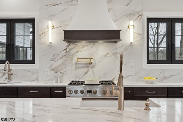 Interior, Kitchen, Marble, Marble Walls, Stainless Steel Appliances