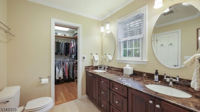 Bathroom, Dual Sink Vanities, Interior, Walk-in Closets, Wood Texture Flooring