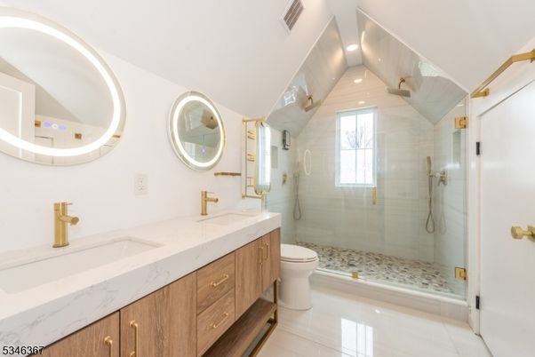 Bathroom, Dual Sink Vanities, Glass Shower, Interior