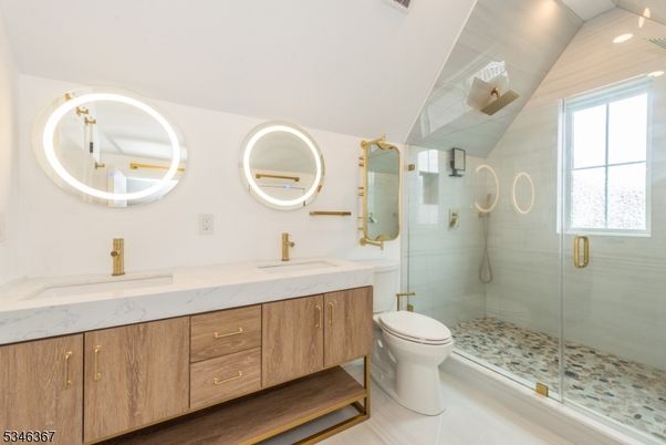 Bathroom, Dual Sink Vanities, Glass Shower, Interior