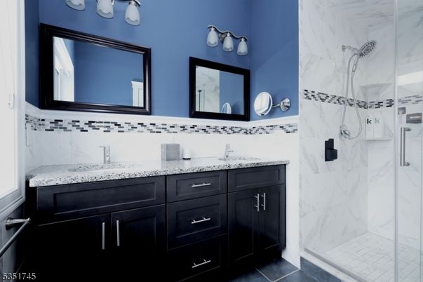 Bathroom, Glass Shower, Interior, Marble Walls