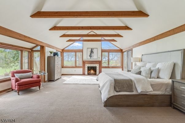 Bedroom, Fireplace, Interior, Wooden Beams