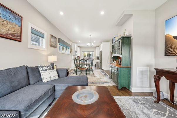 Dining room, Interior, Kitchen, Living room, Pendant Lights, Recessed Lighting, Wood Texture Flooring
