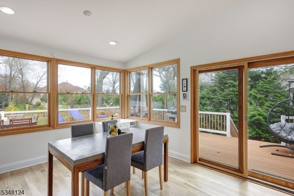 Dining room, Interior, Recessed Lighting, Wood Texture Flooring