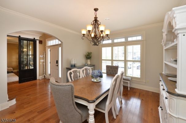 Chandelier, Dining room, Interior, Wood Texture Flooring