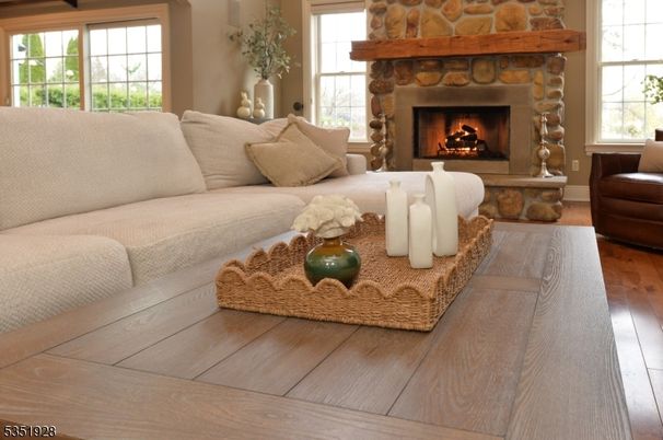 Fireplace, Interior, Living room, Stone Walls, Wood Texture Flooring