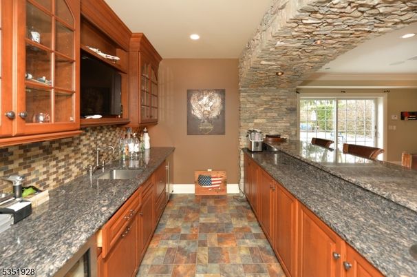 Interior, Kitchen, Recessed Lighting, Stone Walls