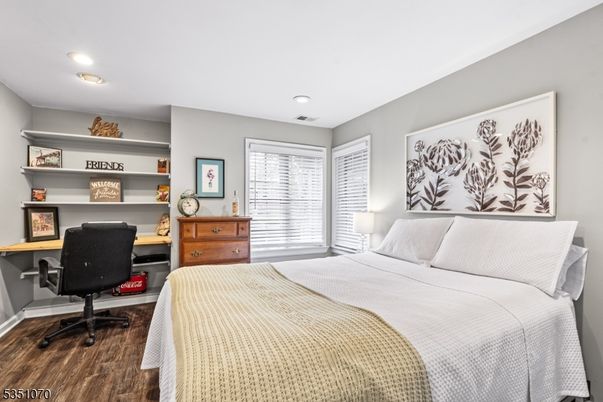Bedroom, Home Office, Interior, Recessed Lighting, Wood Texture Flooring