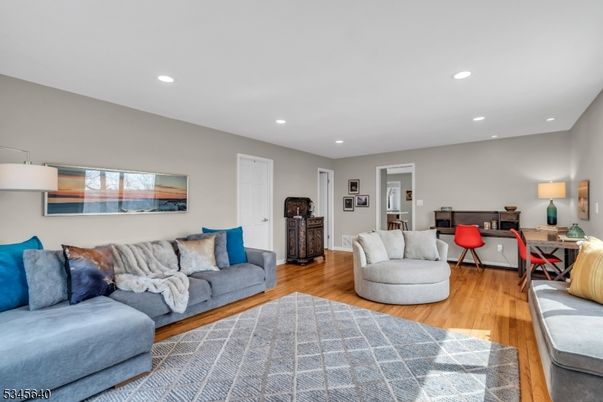 Home Office, Interior, Living room, Recessed Lighting, Wood Texture Flooring