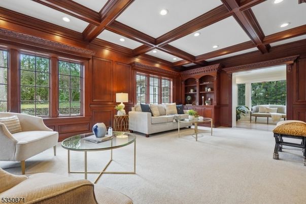 Interior, Living room, Recessed Lighting, Wooden Beams, Wooden Walls