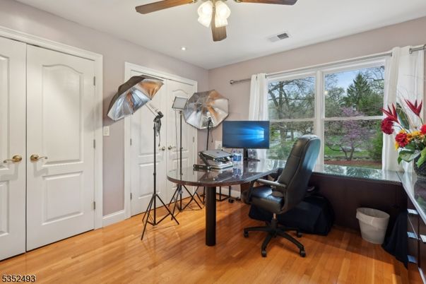 Home Office, Interior, Recessed Lighting, Wood Texture Flooring