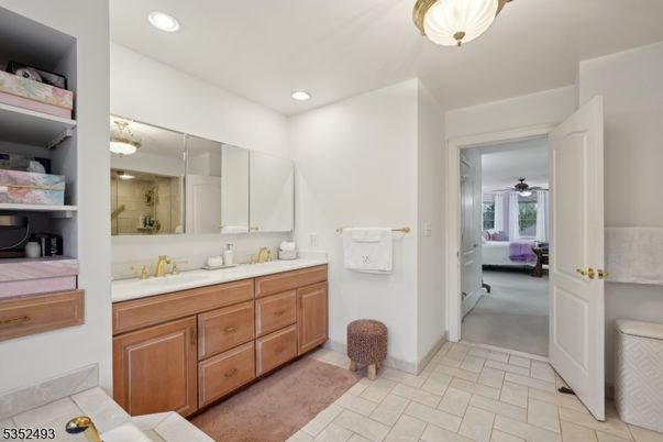 Bathroom, Interior, Recessed Lighting, Tile Countertops