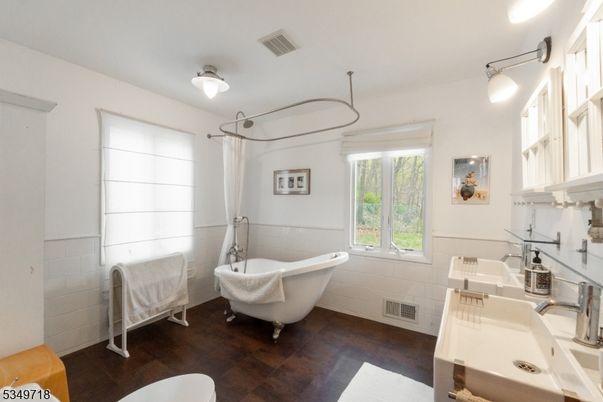 Bathroom, Free Standing Baths, Interior, Wood Texture Flooring