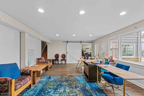 Home Office, Interior, Recessed Lighting, Wood Texture Flooring