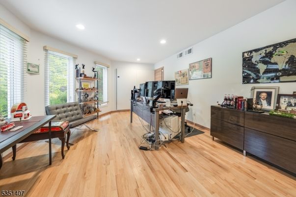 Home Office, Interior, Recessed Lighting, Wood Texture Flooring