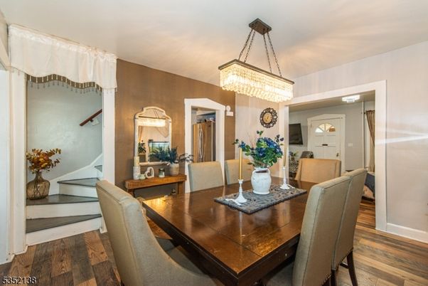 Chandelier, Dining room, Interior, Wood Texture Flooring