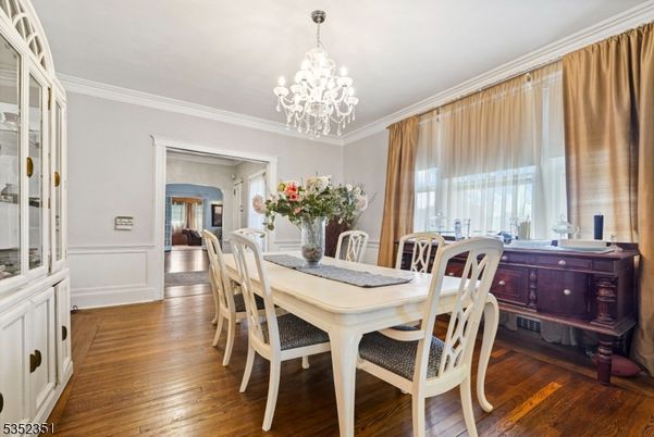 Chandelier, Dining room, Interior, Wood Texture Flooring
