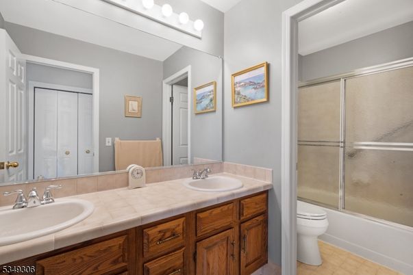 Bathroom, Dual Sink Vanities, Glass Shower, Interior, Tile Countertops