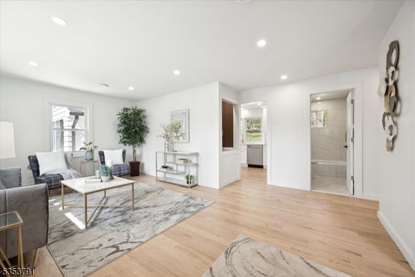 Bathroom, Interior, Living room, Marble Walls, Recessed Lighting, Wood Texture Flooring