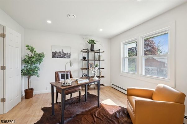 Home Office, Interior, Recessed Lighting, Wood Texture Flooring