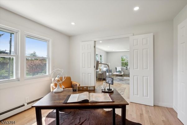 Home Office, Interior, Recessed Lighting, Wood Texture Flooring