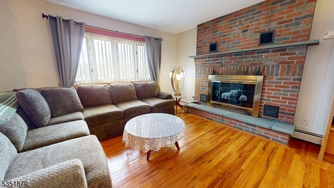 Fireplace, Interior, Living room, Stone Walls, Wood Texture Flooring