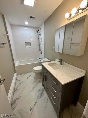 Bathroom, Dual Sink Vanities, Interior, Marble, Recessed Lighting