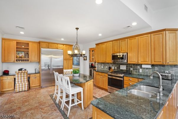 Chandelier, Interior, Kitchen, Pendant Lights, Recessed Lighting, Stainless Steel Appliances