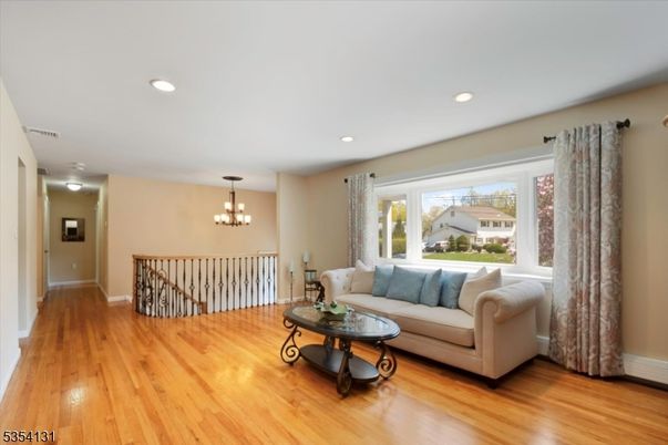 Chandelier, Interior, Living room, Recessed Lighting, Wood Texture Flooring