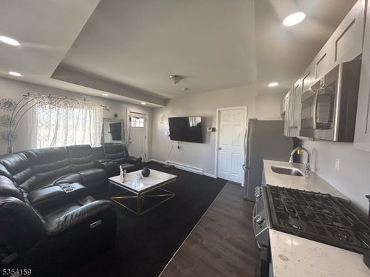 Interior, Kitchen, Living room, Recessed Lighting, Wood Texture Flooring