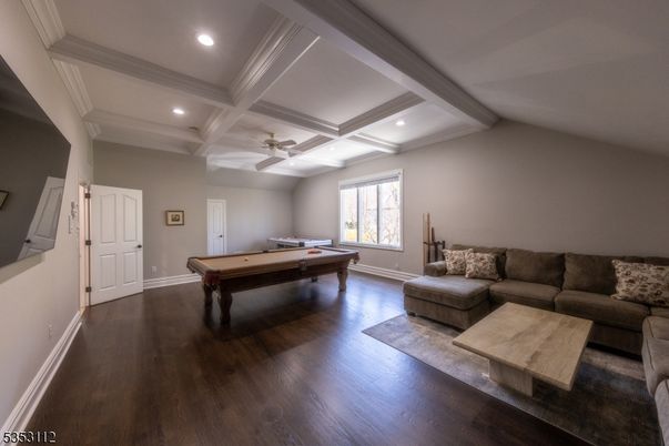 Billiard Table, Game Room, Interior, Living room, Recessed Lighting, Wood Texture Flooring