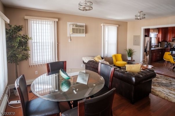 Dining room, Interior, Kitchen, Living room, Stainless Steel Appliances, Wood Texture Flooring