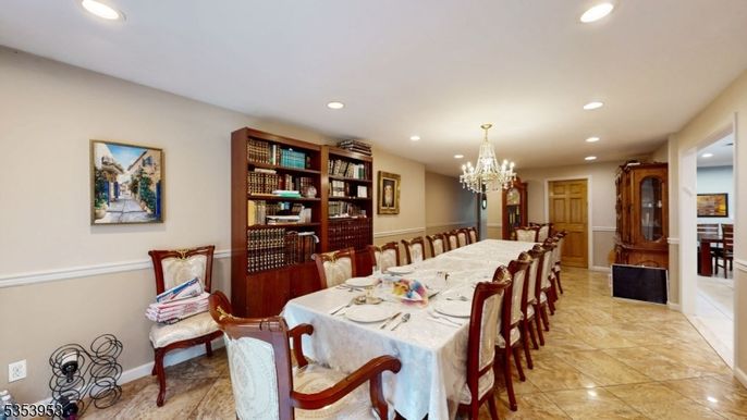 Chandelier, Dining room, Interior, Recessed Lighting