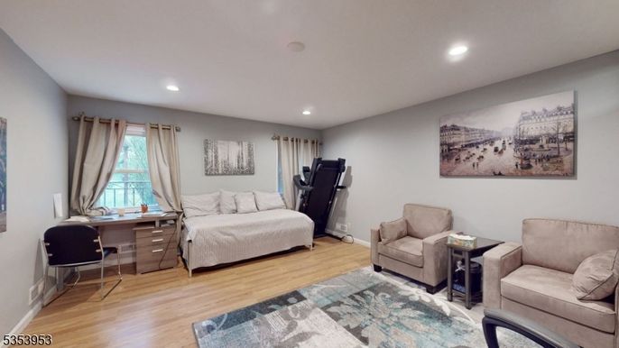 Bedroom, Home Office, Interior, Recessed Lighting, Wood Texture Flooring