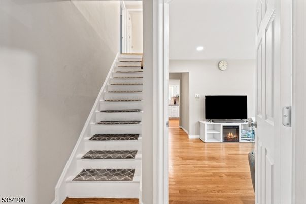 Fireplace, Interior, Recessed Lighting, Wood Texture Flooring