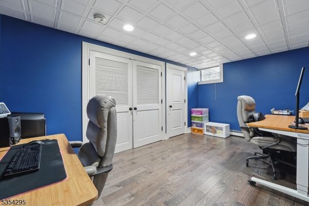 Home Office, Interior, Recessed Lighting, Wood Texture Flooring