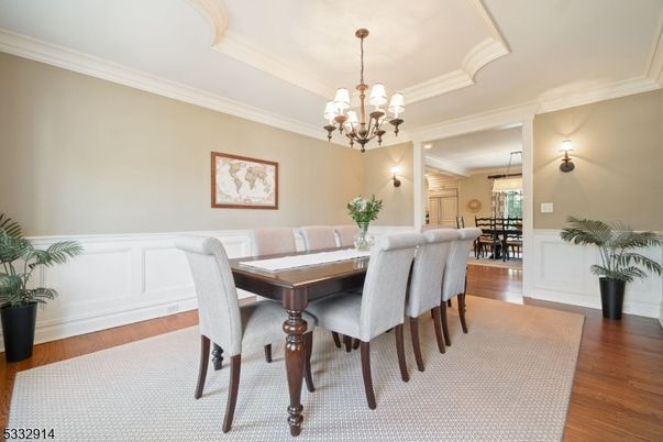 Chandelier, Dining room, Interior, Wood Texture Flooring