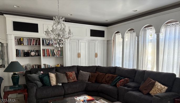 Chandelier, Interior, Living room, Recessed Lighting