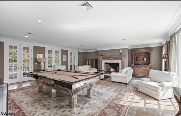Billiard Table, Fireplace, Game Room, Interior, Recessed Lighting