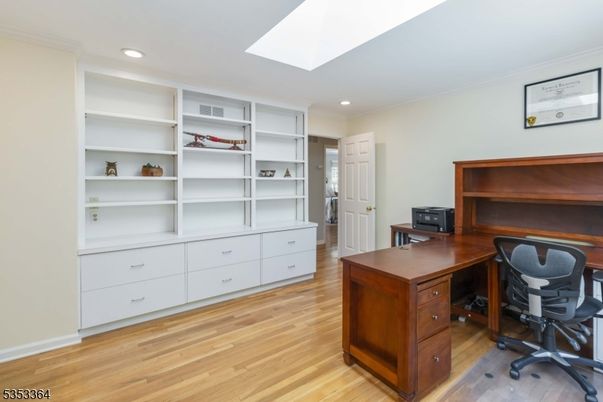Home Office, Interior, Recessed Lighting, Wood Texture Flooring