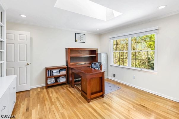Home Office, Interior, Recessed Lighting, Wood Texture Flooring